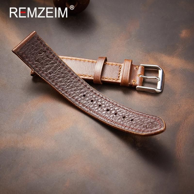 Retro Genuine Leather Strap Oil Wax Discoloration Cowhide Leather Watchband 18/19/ 20/ 21/22mm High Quality Business Watch Band