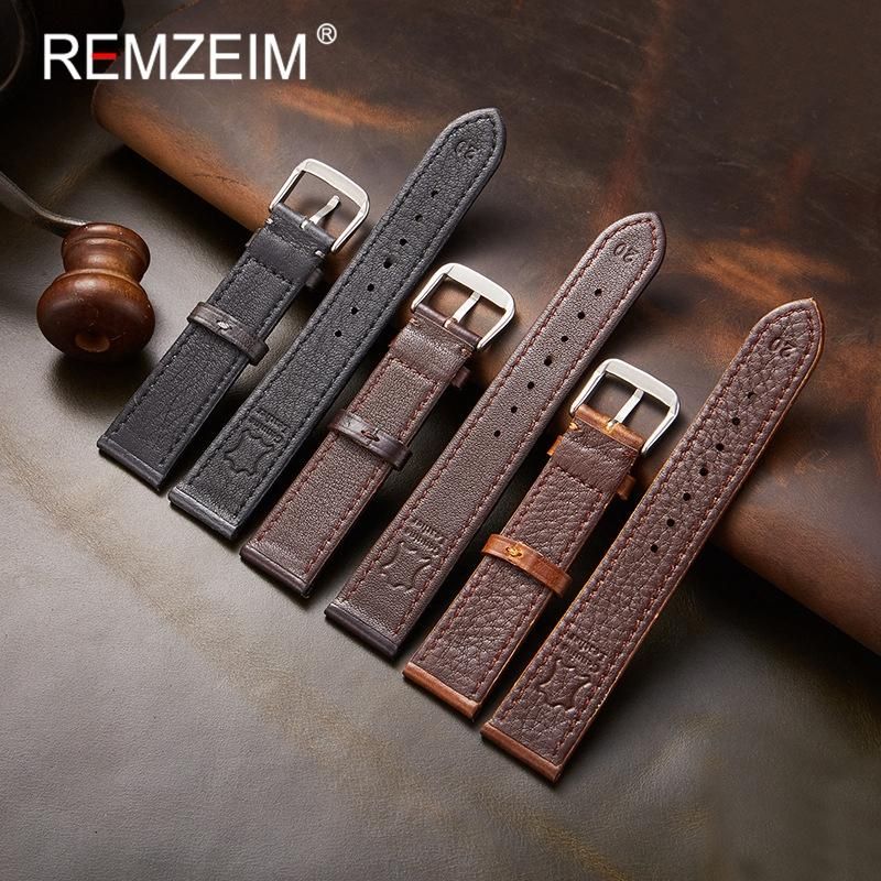 Retro Genuine Leather Strap Oil Wax Discoloration Cowhide Leather Watchband 18/19/ 20/ 21/22mm High Quality Business Watch Band
