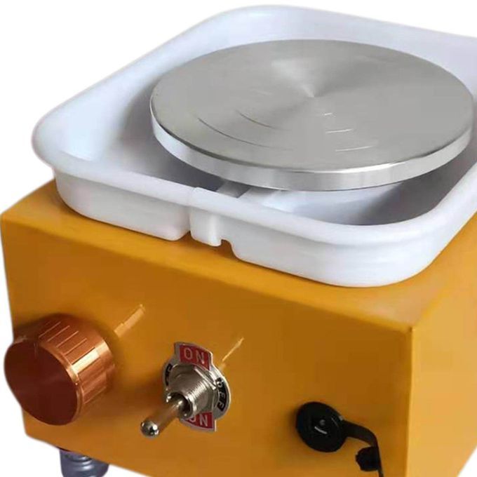 Mini Pottery Wheel Machine Electric With Turntable Tray Craft Yellow