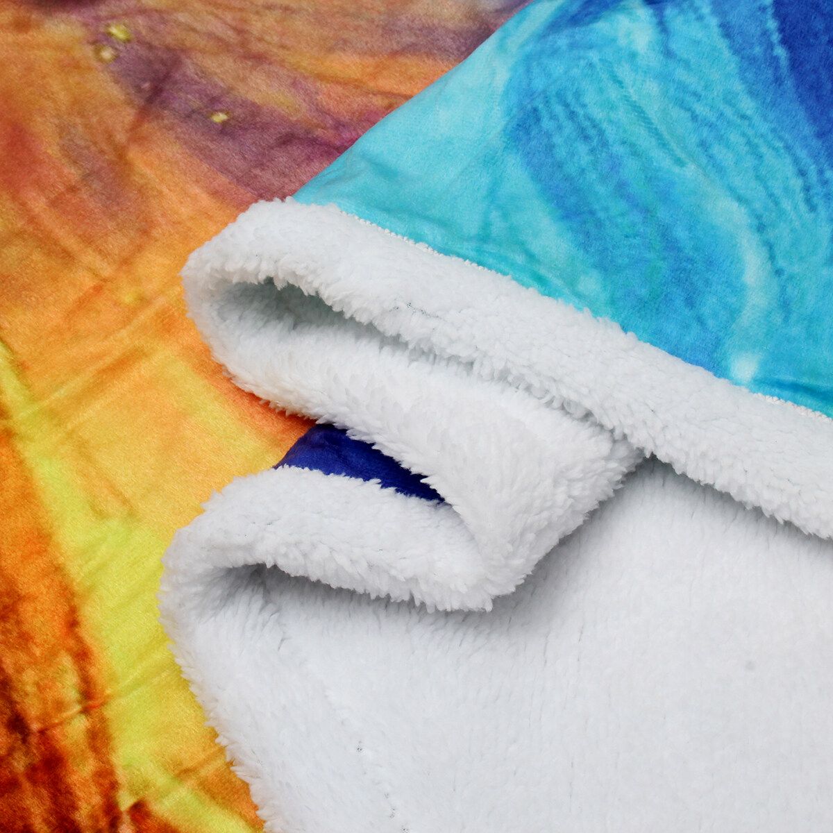 3D Animal Plush Printing Hooded Blanket Double-Layer Warm Blanket 150*200cm Ice And Fire Wolf