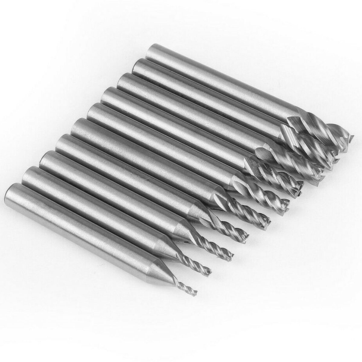 10Pcs 4-Flute End Mill Bits High-speed Steel Straight Shank Drill Bits Milling Cutter for Aluminum Steel