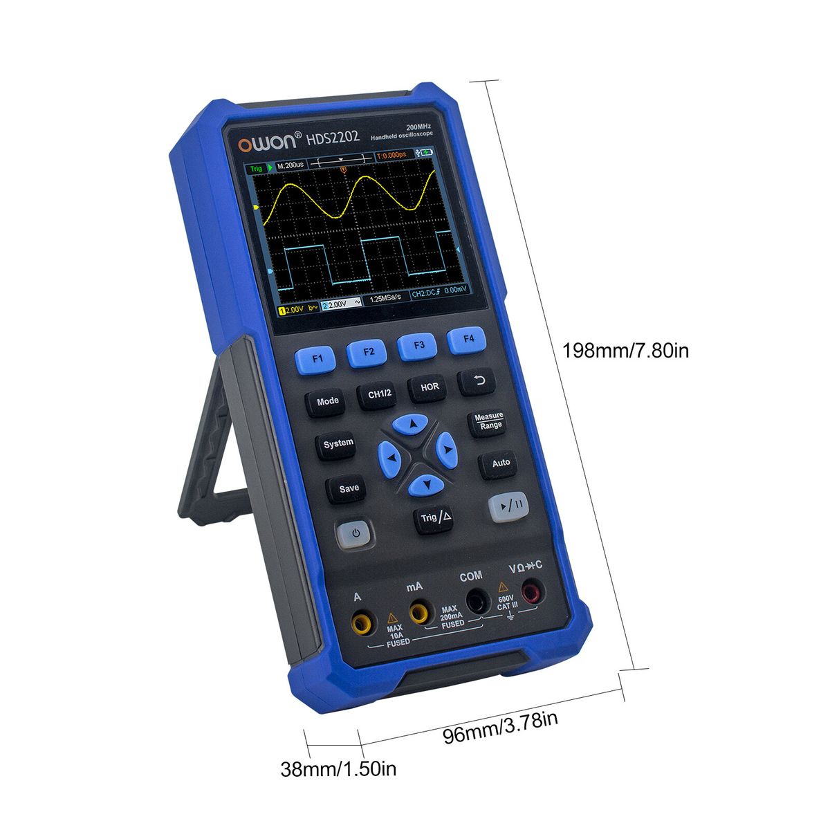 OWON 2CH Handheld Oscilloscope 200MHz Bandwidth 20000 Counts