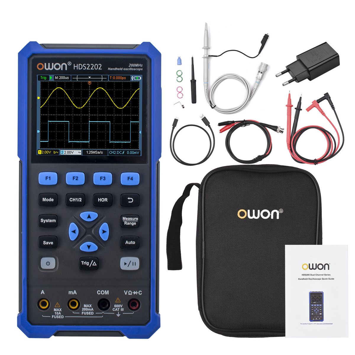OWON 2CH Handheld Oscilloscope 200MHz Bandwidth 20000 Counts