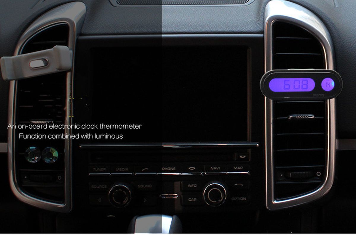 Portable Display Auto LCD Clock & Temperature Dashboard Clocks 2 In 1 Car Digital Temperature Clock Electronic Screen Clock