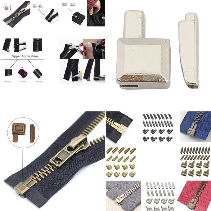 Metal Zipper Latch Slider Retainer Insertion Pin  White White Gold