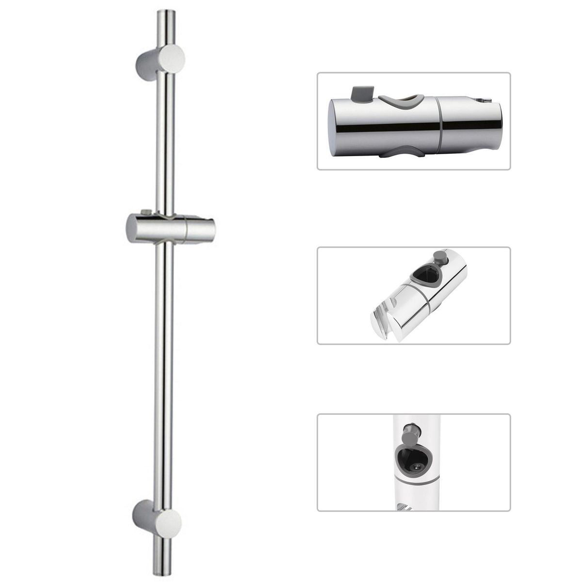 Adjustable Height Shower Head Holder For Slide Bar Rail Head Bracket Holder Handheld Showerhead Holder 360 Degree Rotation Sprayer Bracket Polished Chrome