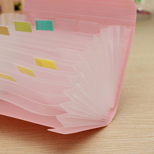 File Document Bag Pouch Bills Receipts Folder Card Holder Organizer Fastener Pink Pink