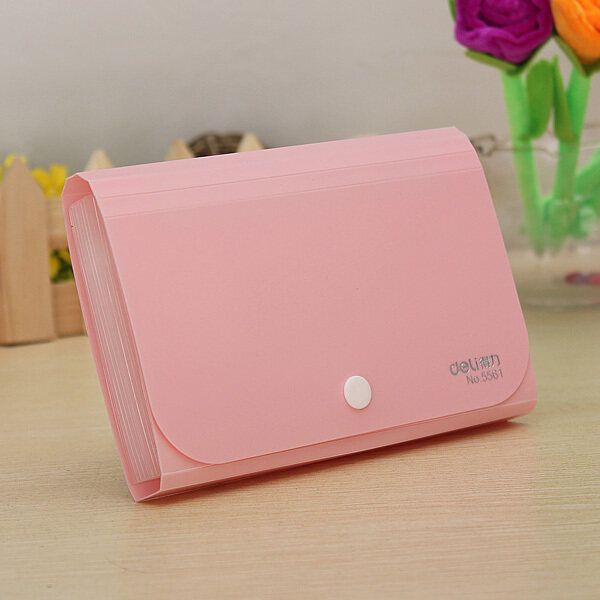 File Document Bag Pouch Bills Receipts Folder Card Holder Organizer Fastener Pink Pink