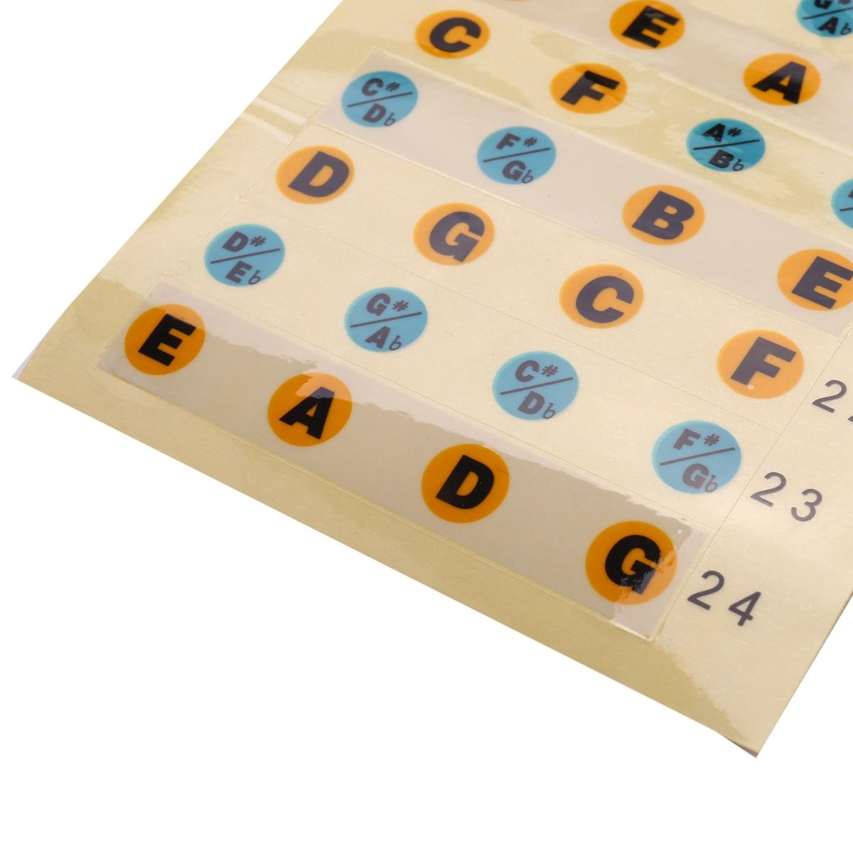Guitar Fretboard Note Decals Fingerboard Frets Map Sticker for Beginner Learner Practice Fit 4 Strings Bass Guitar Bass-Multicolor