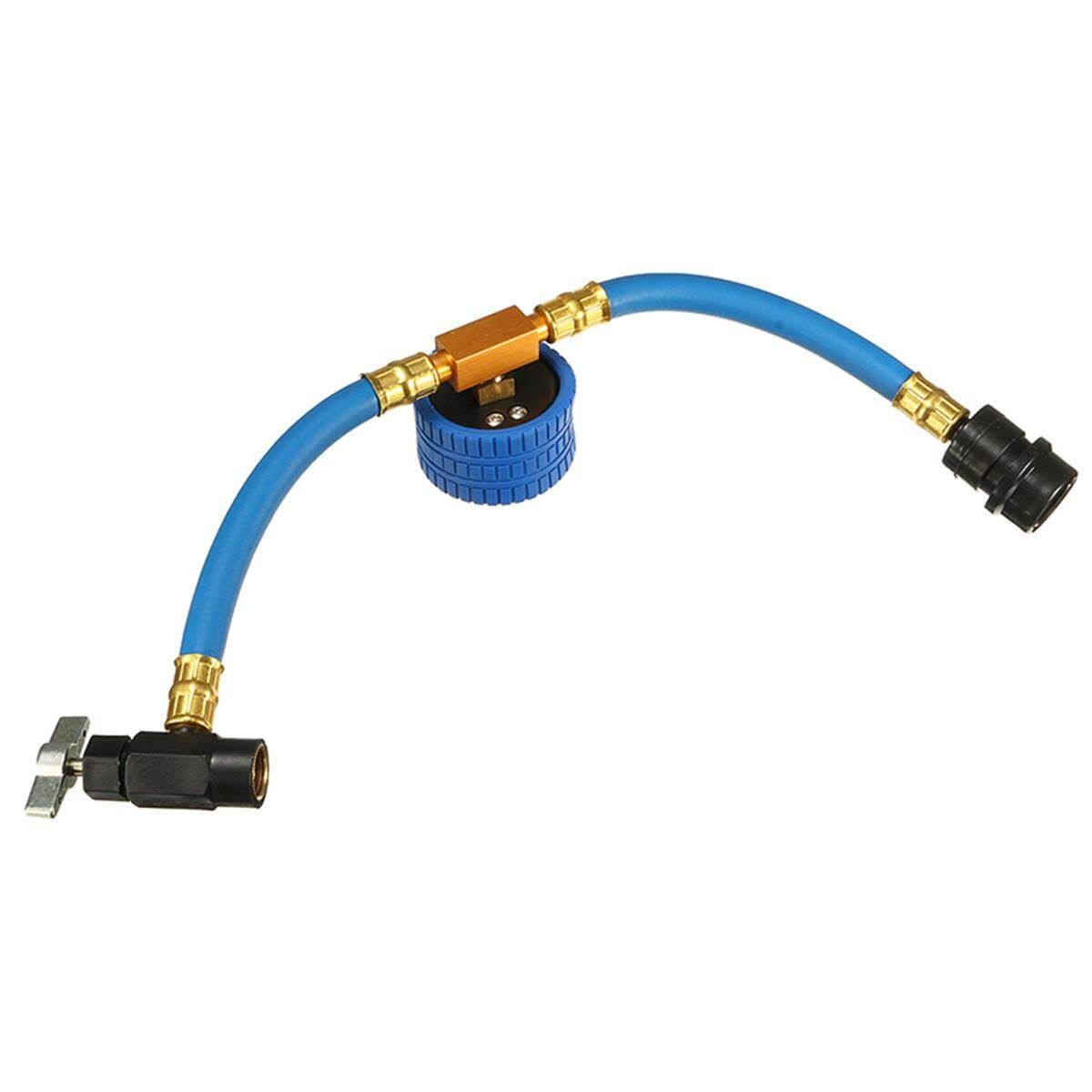 R-134a Recharge Measuring A/ Car Conditioning Refrigerant Hose And Can Tap
