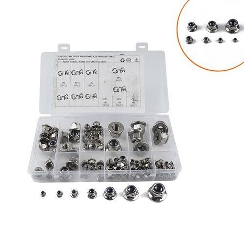 120Pcs Stainless Steel Flange Nylon Lock Nut