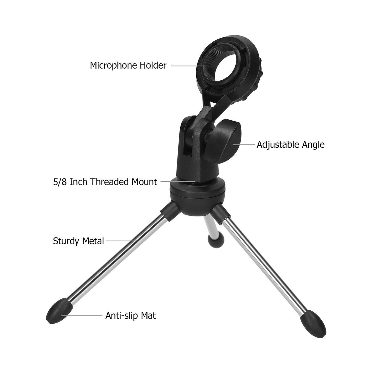 Foldable Desktop Microphone Tripod Stand 5/8 Inch Threaded