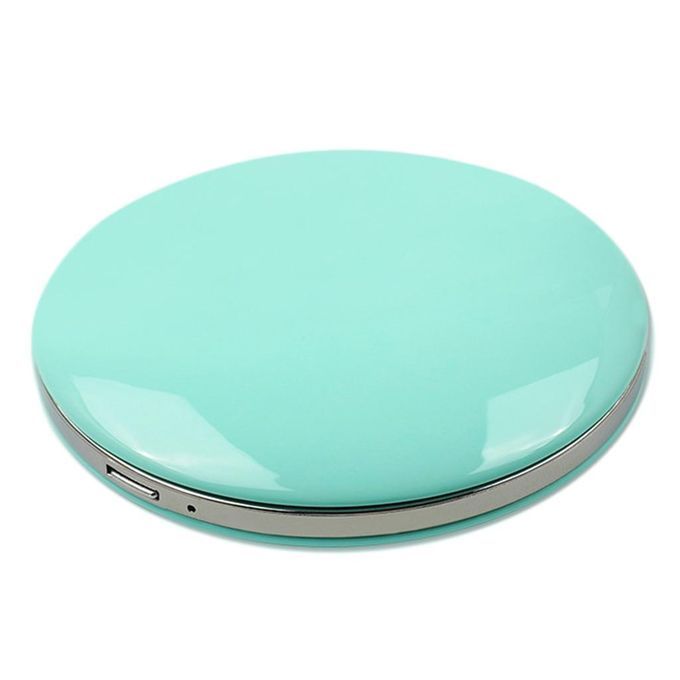 Compact LED  Mirror With Portable Magnifier 2-Sided Travel Green