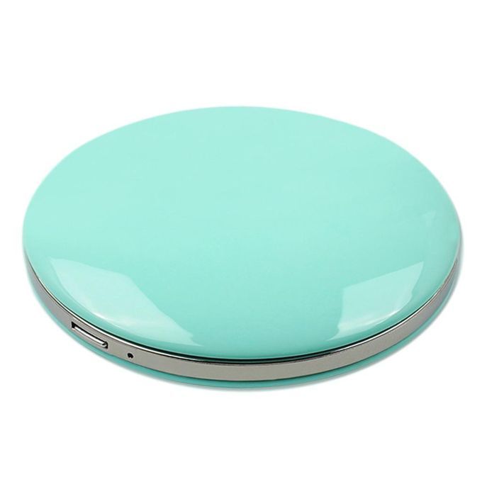 Compact LED  Mirror With Portable Magnifier 2-Sided Travel Green