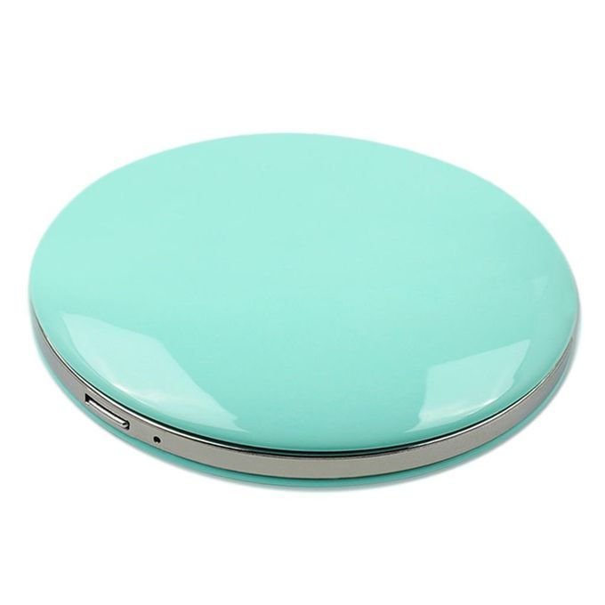 Compact LED  Mirror With Portable Magnifier 2-Sided Travel Green