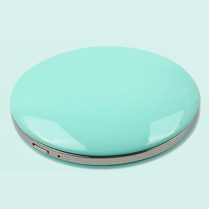 Compact LED  Mirror With Portable Magnifier 2-Sided Travel Green