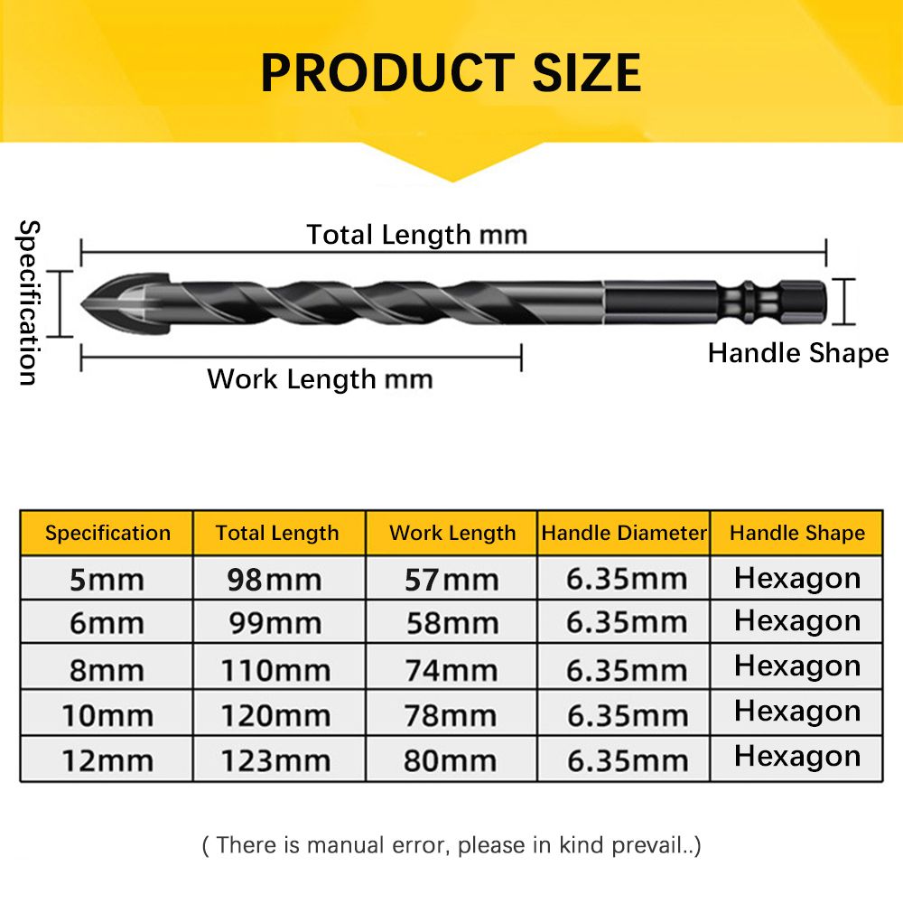 Masonry Drill Bits 10PCS For Tile Brick Glass Plastic
