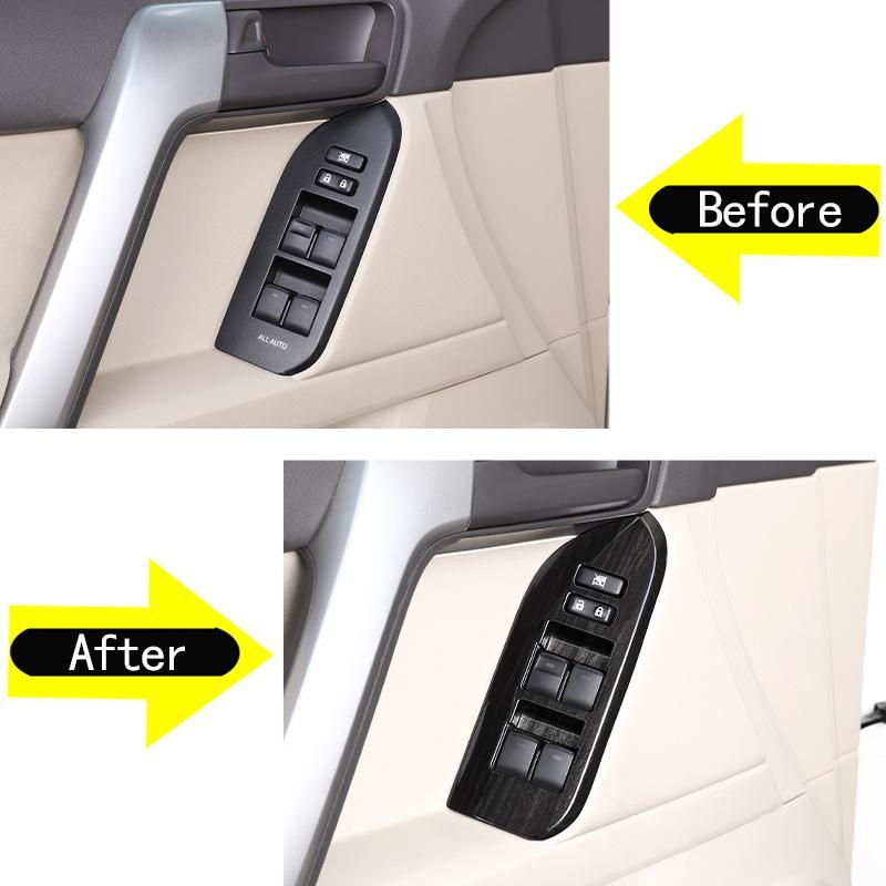 Car Window Glass Lift Switch Button Control Panel Frame Cover Trim For Toyota Land Cruiser Prado FJ150 150 2014-2018 Accessories