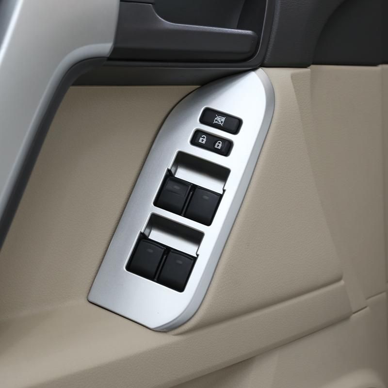 Car Window Glass Lift Switch Button Control Panel Frame Cover Trim For Toyota Land Cruiser Prado FJ150 150 2014-2018 Accessories