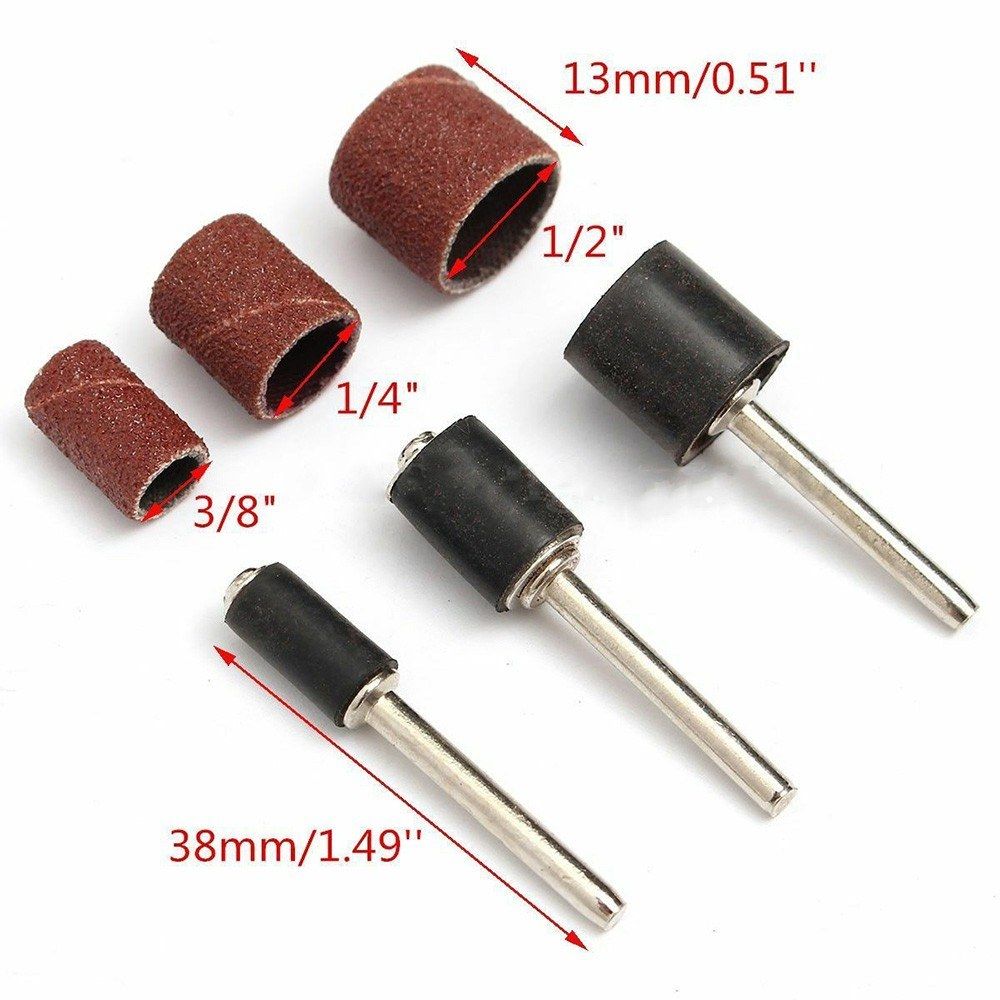60Pcs Refills Drum Sanding Bands + 3Pcs Mandrels Rotary Nail