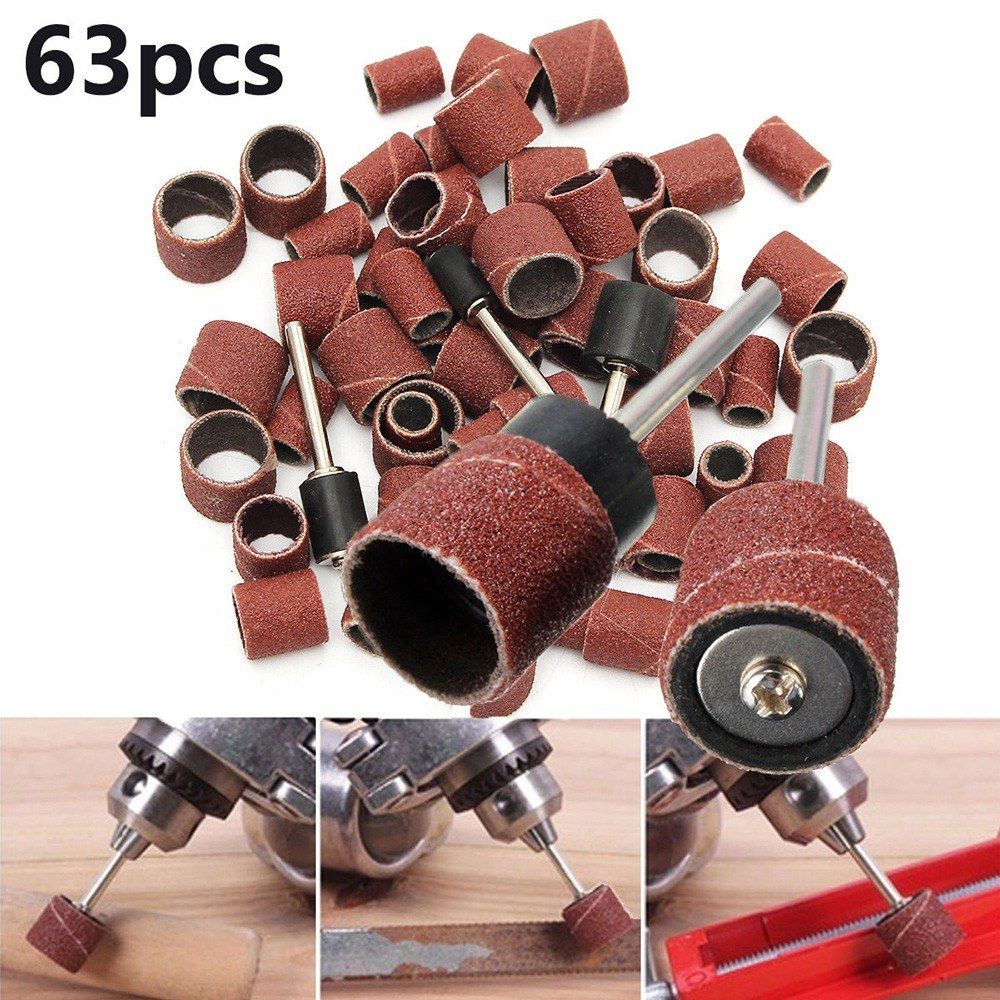60Pcs Refills Drum Sanding Bands + 3Pcs Mandrels Rotary Nail
