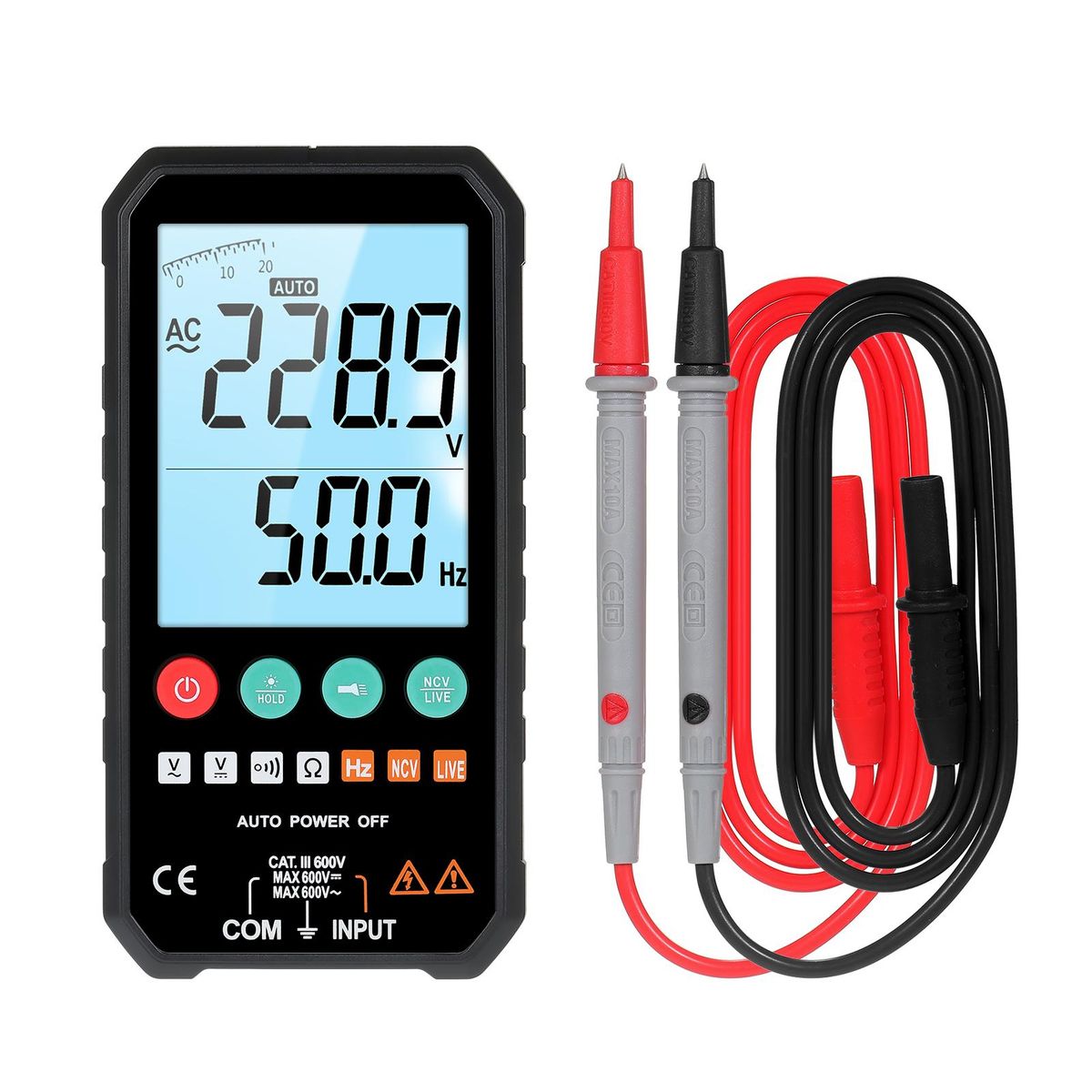 Mastfuyi Portable Digital Multimeter 6000-Count LCD Display with Backlight Flashlight Handheld Voltmeter Voltage Meter Universal Meter Measuring AC/DC Voltage Resistance Frequency Continuity NCV Test Meter