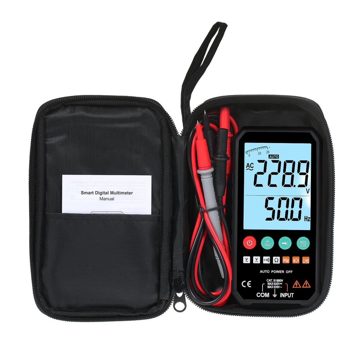 Mastfuyi Portable Digital Multimeter 6000-Count LCD Display with Backlight Flashlight Handheld Voltmeter Voltage Meter Universal Meter Measuring AC/DC Voltage Resistance Frequency Continuity NCV Test Meter
