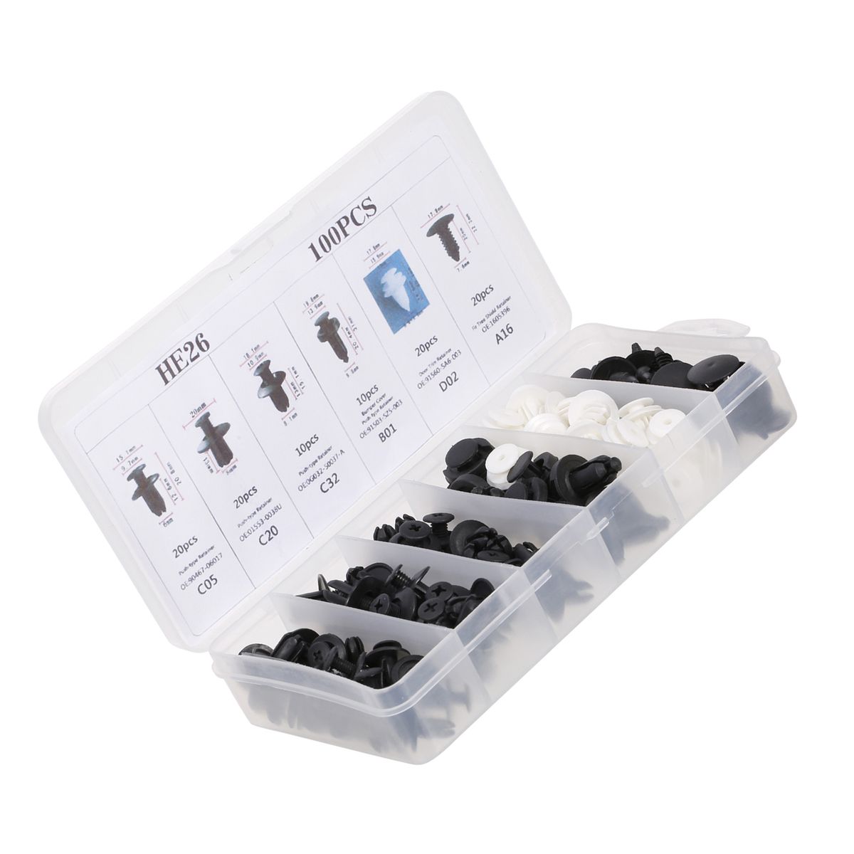 100Pcs Car Body Plastic Push Retainer Pin Rivet Fasteners