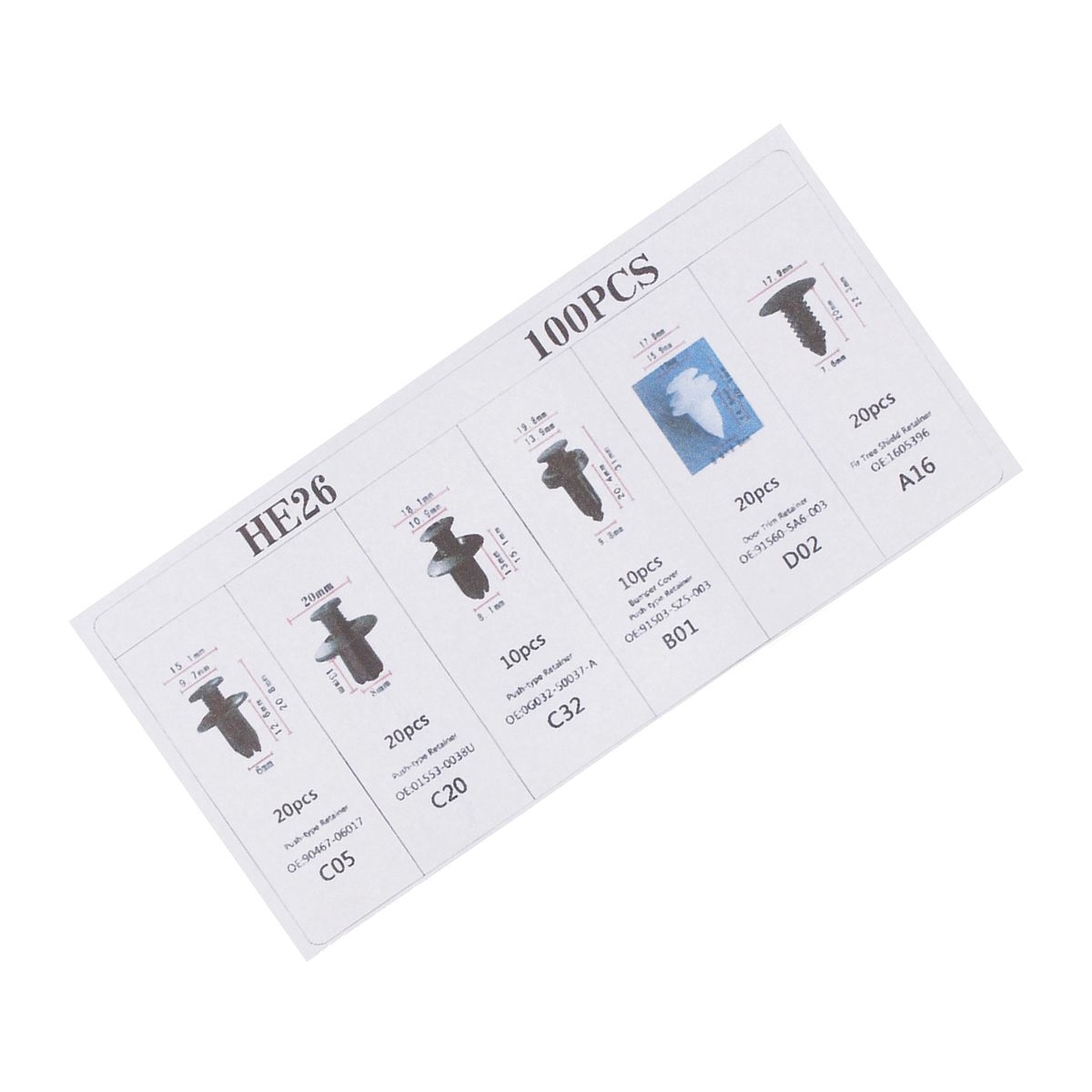 100Pcs Car Body Plastic Push Retainer Pin Rivet Fasteners
