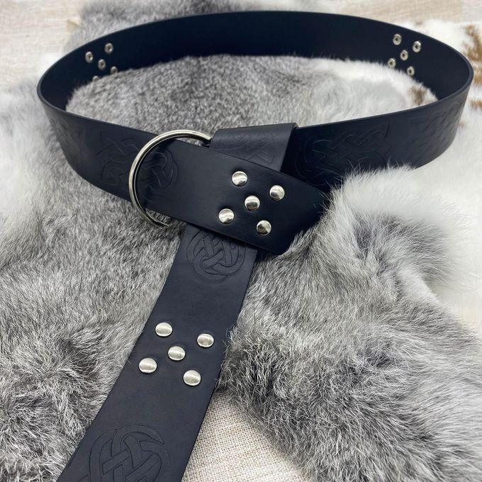 Medieval Belt For Men Rivet Renaissance Knight Belt Retro Style Black