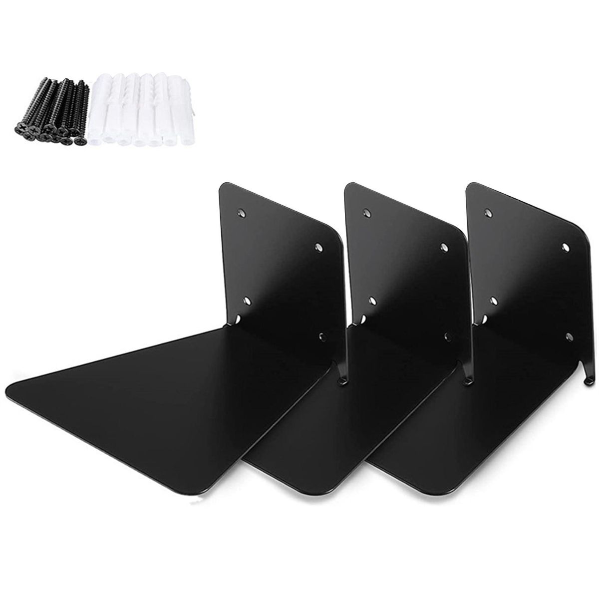 Floating Wall Bookshelf 3pcs Floating Wall Shelves Versatile for Small Black