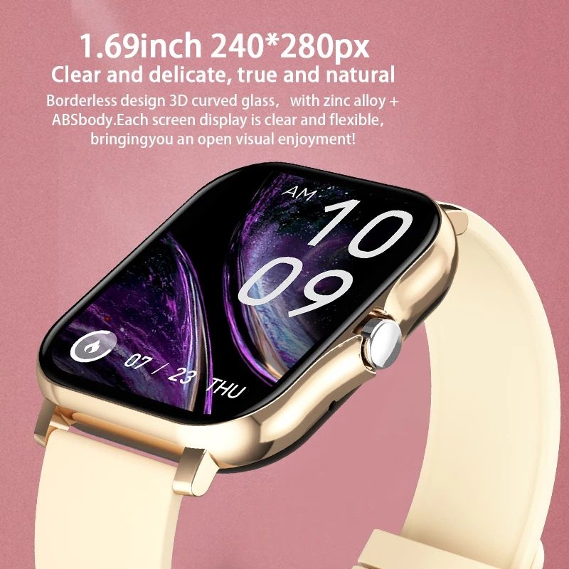 Women Smart Watch Men 1.69" Color Screen Full Touch Fitness Tracker Bluetooth Call Smartwarch Ladies For Android IOS(#Mesh Belt Black)