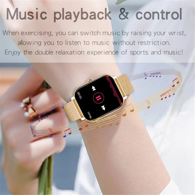 Women Smart Watch Men 1.69" Color Screen Full Touch Fitness Tracker Bluetooth Call Smartwarch Ladies For Android IOS(#Mesh Belt Black)