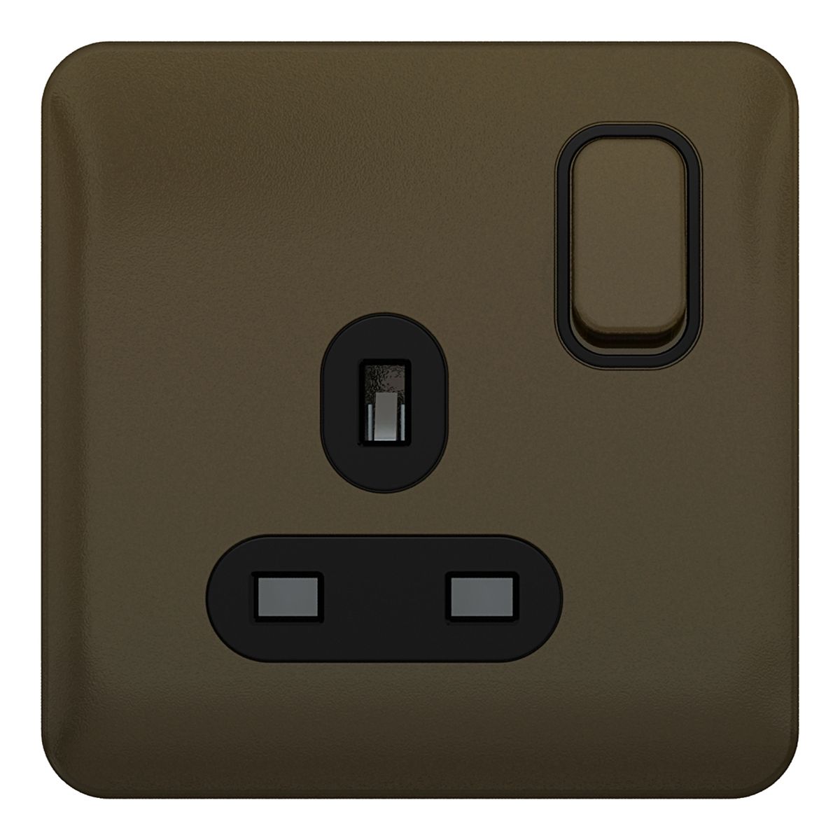 Lisse - Switched Socket - 1 Gang - 13A Mocha Bronze With B I