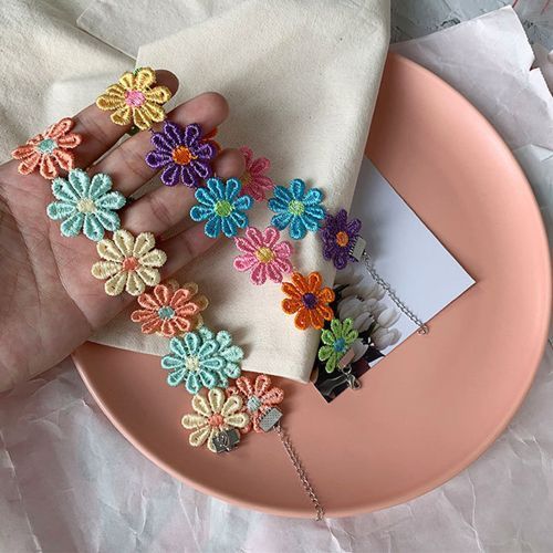Colorful Flower Necklace Sweet Cute Student Choker Girls Collar Clavicle Chain