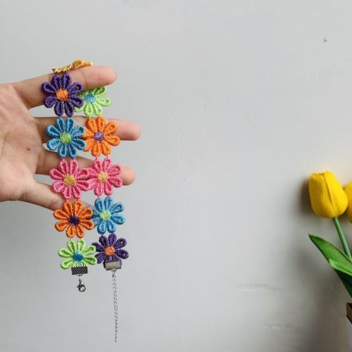 Colorful Flower Necklace Sweet Cute Student Choker Girls Collar Clavicle Chain