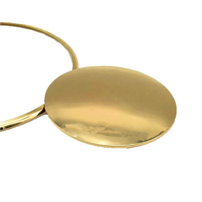 Retro Punk Simple Round Pendant Necklace Collar - Golden
