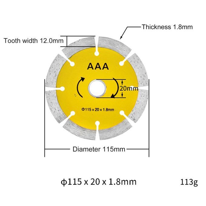 Diamond  Ir Ular    S Diamond   Dis   On Rete   Tool  -Yellow-115*20*1.8mm(AAA)