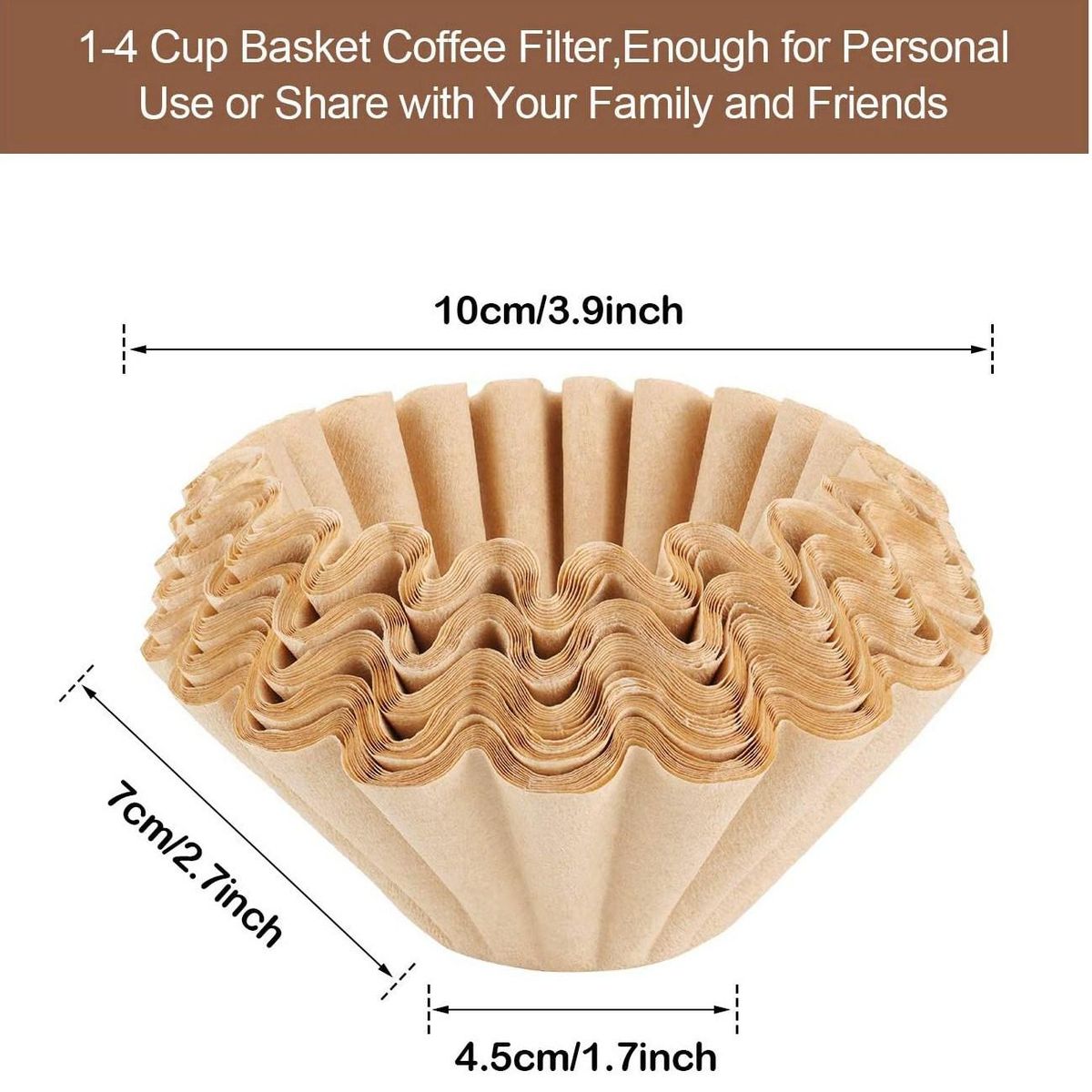100 Pcs 1-4 Cup Basket Coffee Filters Basket Filters Disposable Paper Coffee Filters Office Use Brown
