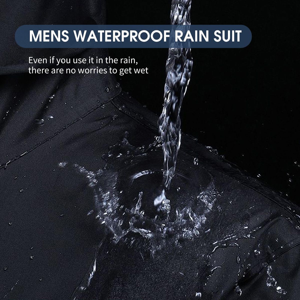 Mens Waterproof Rain Suit with Reflective Strip Waterproof Jacket Trouser Suit Raincoat Windproof Hooded Rainsuit for Fishing Campimg Outdoor Activity