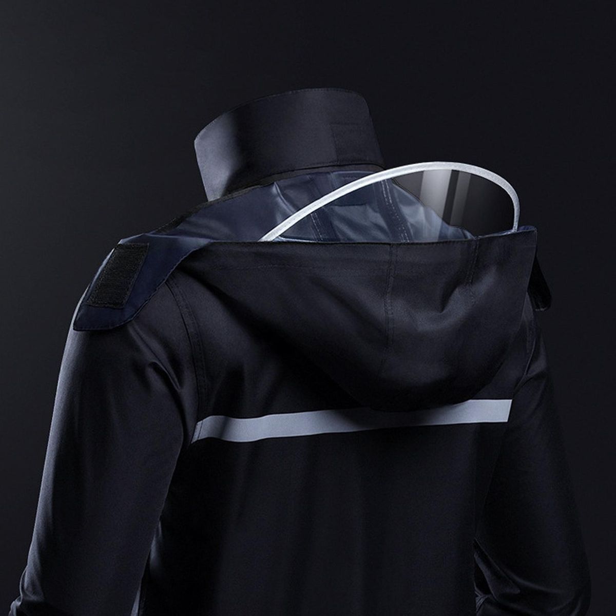 Mens Waterproof Rain Suit with Reflective Strip Waterproof Jacket Trouser Suit Raincoat Windproof Hooded Rainsuit for Fishing Campimg Outdoor Activity