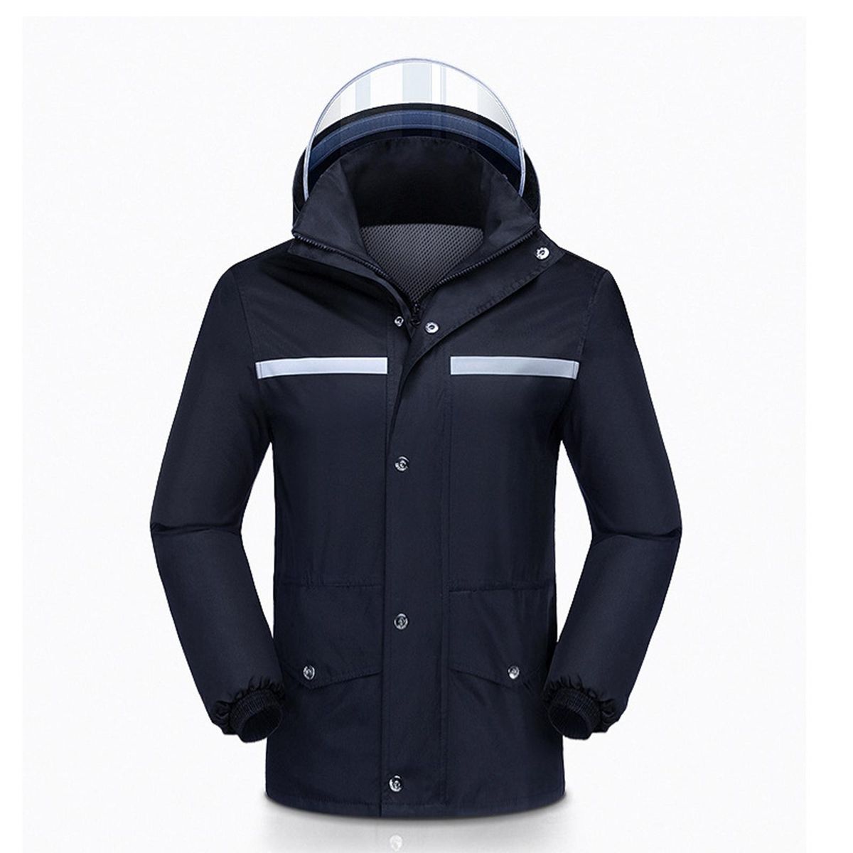 Mens Waterproof Rain Suit with Reflective Strip Waterproof Jacket Trouser Suit Raincoat Windproof Hooded Rainsuit for Fishing Campimg Outdoor Activity