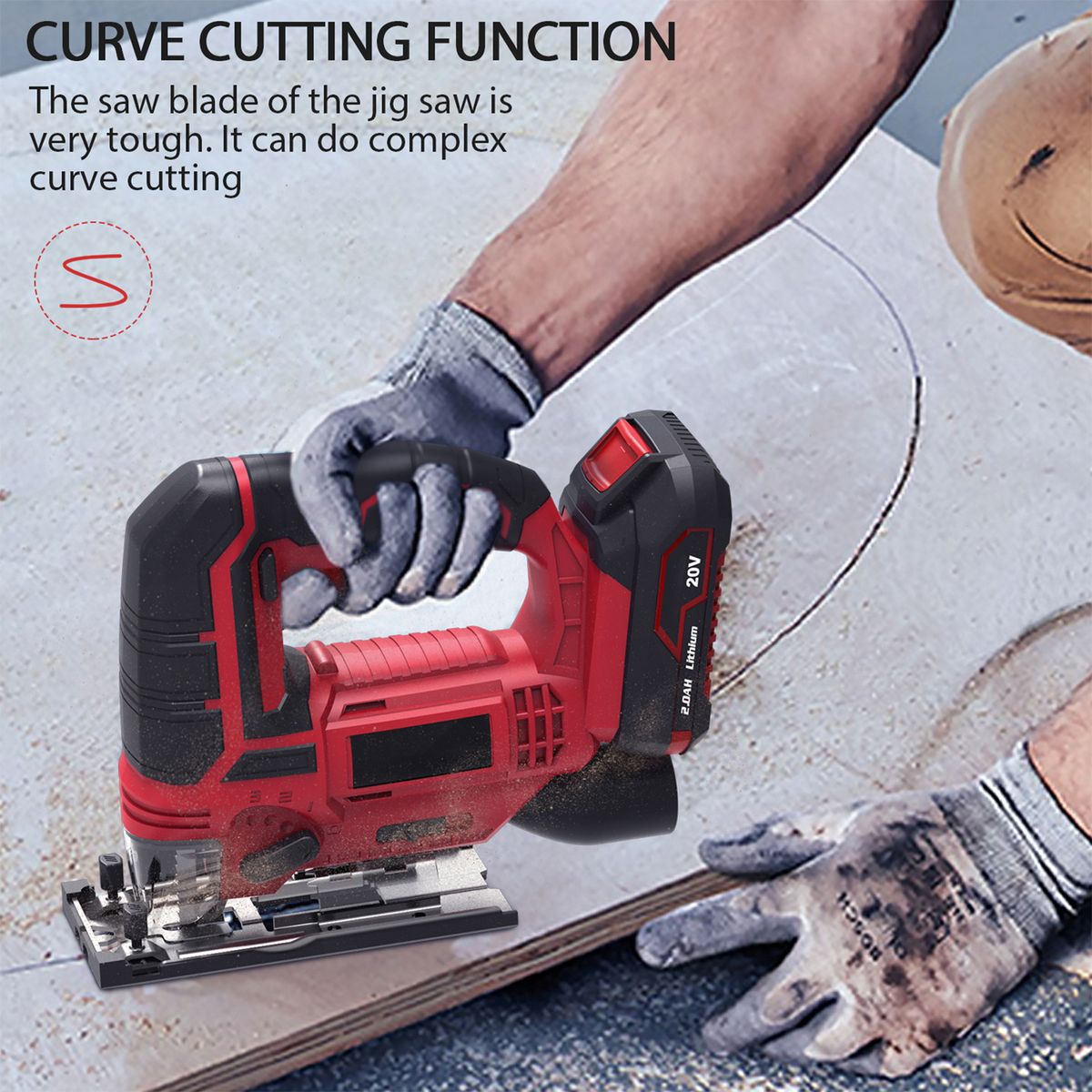 Jig Saw 20V Cordless Jigsaw For Woodworking With 4 Orbital
