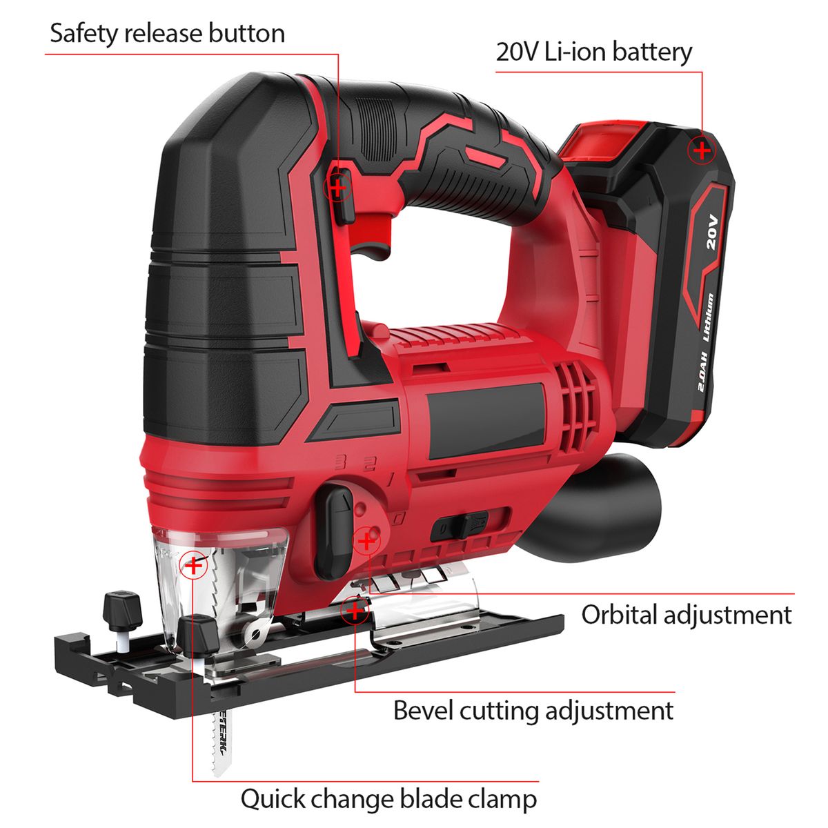 Jig Saw 20V Cordless Jigsaw For Woodworking With 4 Orbital