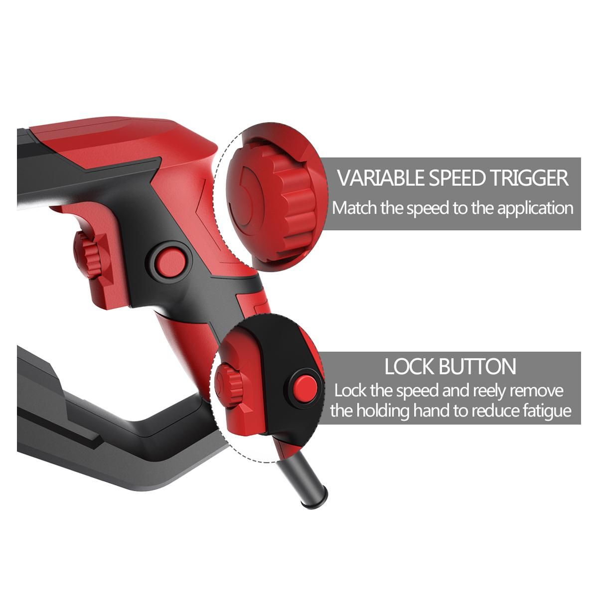 850W 0-2800SPM Sabre Saw with Non-Slip Rotary Handle  Variable Speed with Saw Blades