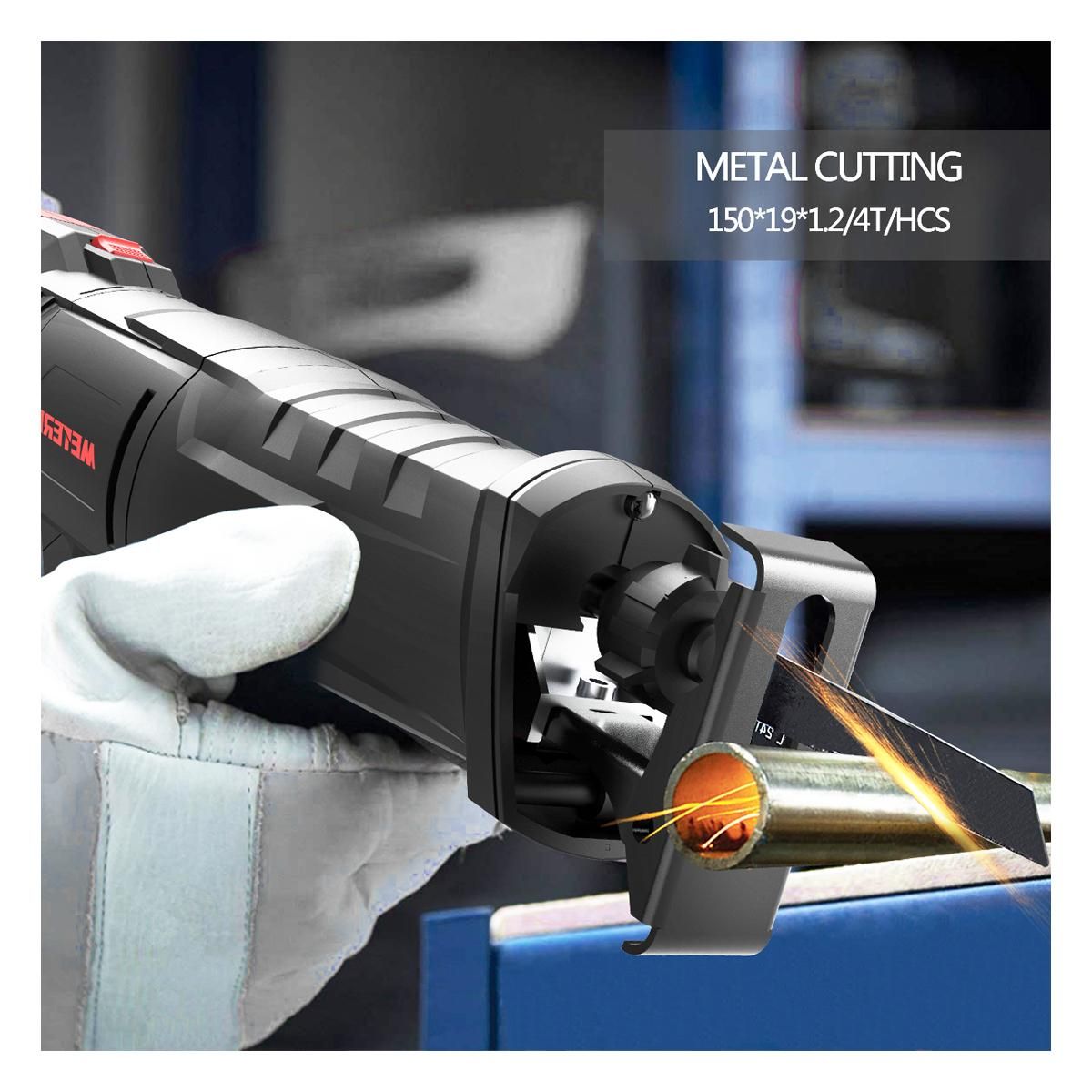 850W 0-2800SPM Sabre Saw with Non-Slip Rotary Handle  Variable Speed with Saw Blades