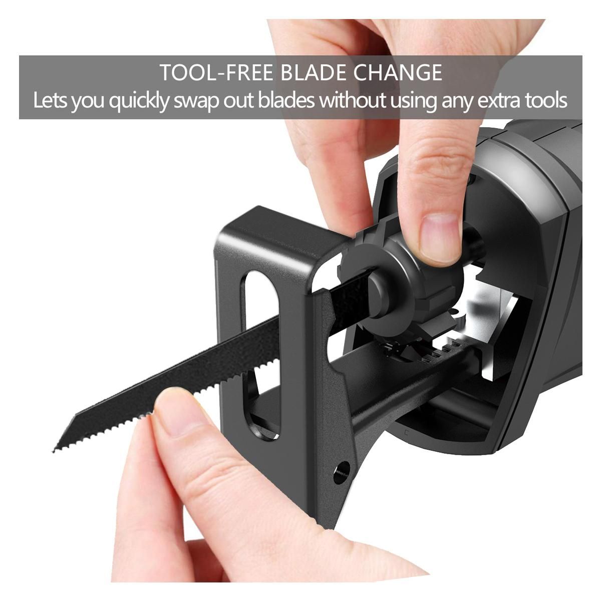 850W 0-2800SPM Sabre Saw with Non-Slip Rotary Handle  Variable Speed with Saw Blades