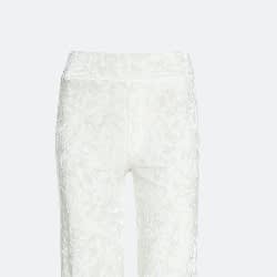 Ladies Wide Leg Flowing Velvet Trousers - Off-Withe