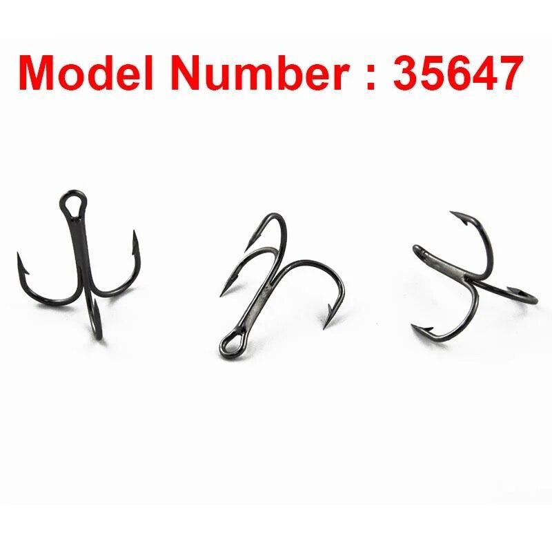 150pcs 35647 High Carbon Steel Treble Fishing Hooks Black Round Bent Triple Hard Artificial Lure Spoon Fishhooks Set With Box