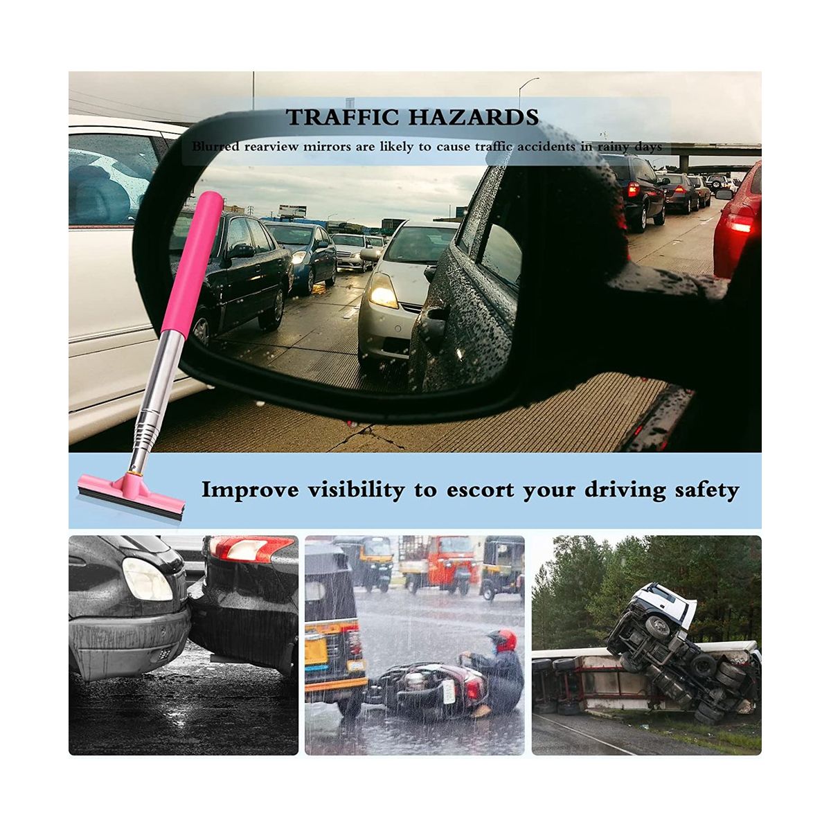Car Side Mirror Squeegee Car Mirror Squeegee Portable Car Squeegee Car Rearview Mirror Wiper Telescopic Mini Squeegee